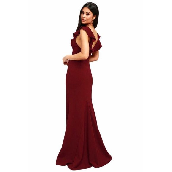Lulus Perfect Opportunity Burgundy Maxi Dress Med. - Picture 4 of 12
